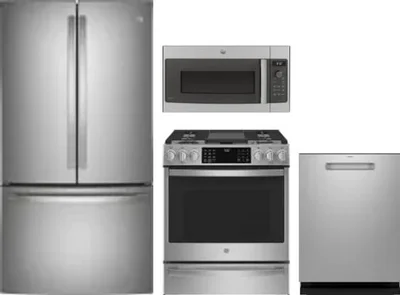 4 Piece Package Includes Refrigerator, Range, Microwave And Dishwasher